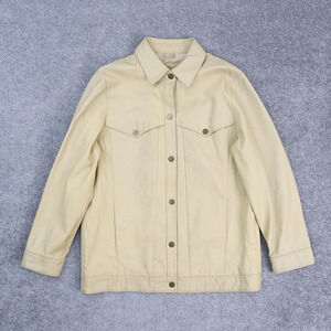 VTG Terry Lewis Leather Western Small Beige Long Sleeve Snap Collared Jacket